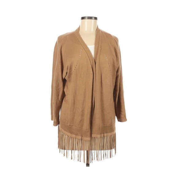 New York & Company Brown Boho Fringe Sweater M - Picture 1 of 2